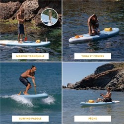 Stand up paddle gonflable avec godilles et siege de kayak