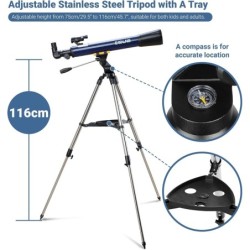 Telescope astronomique avec adaptateur de trepied reglable par telephone