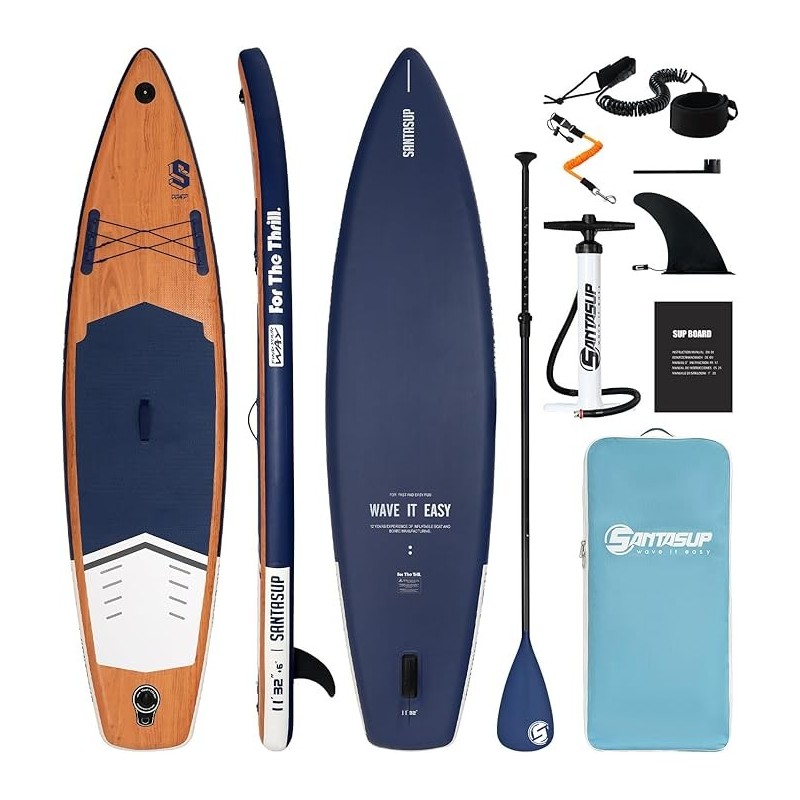 Santasup Stand Up Paddle Planche de Surf  Pagaie Reglable, Pompe