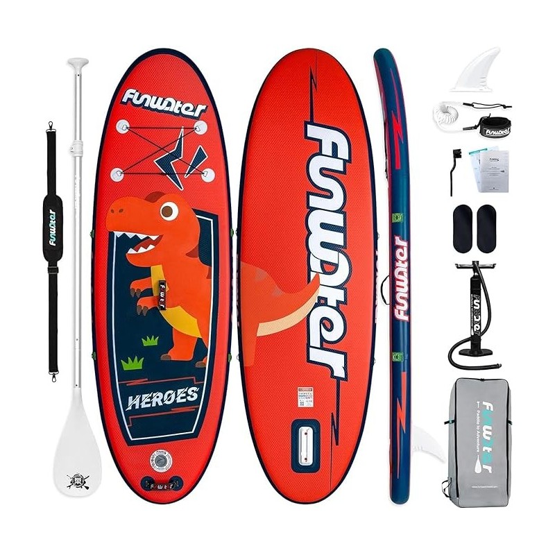 FunWater Planche de Surf Gonflable  - Pagaie reglable , Kid-Rot