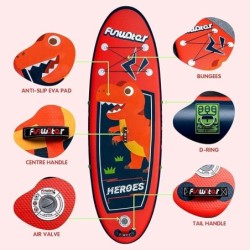 FunWater Planche de Surf Gonflable  - Pagaie reglable , Kid-Rot