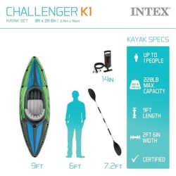 Intex - Kayak - Challenger 1 - Pour 1 personne