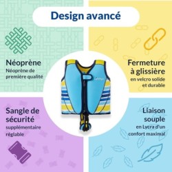 Limmys Gilet de natation en neoprene pour enfants Aide A la flottaison